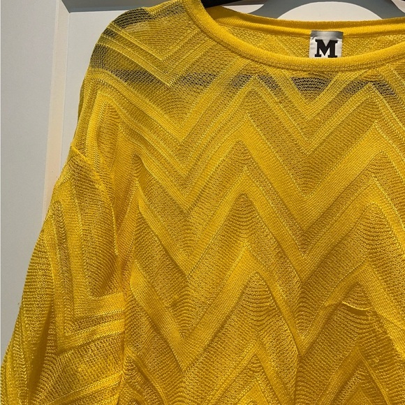 M Missoni Sunshine Yellow Chevron Knit Drawstring Hem Top - Picture 6 of 11